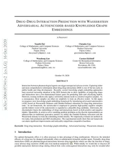 Drug-Drug Interaction Prediction with Wasserstein Adversarial
  Autoencoder-based Knowledge Graph Embeddings