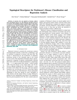 Topological Descriptors for Parkinson's Disease Classification and
  Regression Analysis