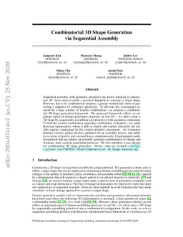 Combinatorial 3D Shape Generation via Sequential Assembly