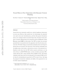 Neural Data-to-Text Generation with Dynamic Content Planning