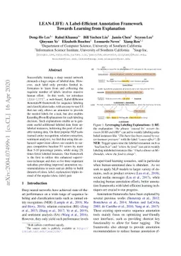 LEAN-LIFE: A Label-Efficient Annotation Framework Towards Learning from
  Explanation