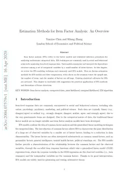 Estimation Methods for Item Factor Analysis: An Overview