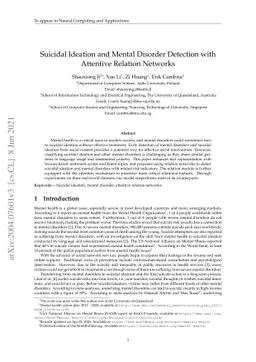 Suicidal Ideation and Mental Disorder Detection with Attentive Relation
  Networks