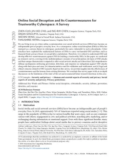Online Social Deception and Its Countermeasures for Trustworthy
  Cyberspace: A Survey