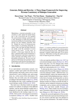 Generate, Delete and Rewrite: A Three-Stage Framework for Improving
  Persona Consistency of Dialogue Generation