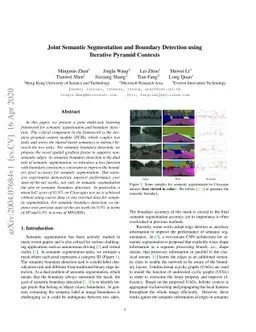 Joint Semantic Segmentation and Boundary Detection using Iterative
  Pyramid Contexts