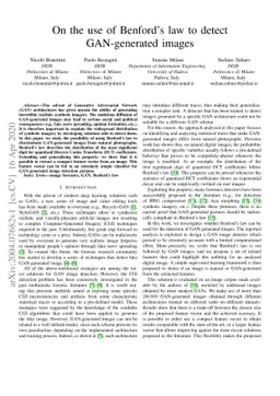 On the use of Benford's law to detect GAN-generated images