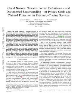 Covid Notions: Towards Formal Definitions -- and Documented
  Understanding -- of Privacy Goals and Claimed Protection in Proximity-Tracing
  Services