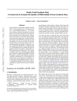 Really Useful Synthetic Data -- A Framework to Evaluate the Quality of
  Differentially Private Synthetic Data