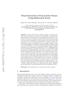Deep Generation of Coq Lemma Names Using Elaborated Terms
