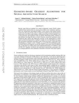 Geometry-Aware Gradient Algorithms for Neural Architecture Search