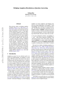 Bridging Anaphora Resolution as Question Answering