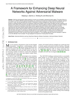 A Framework for Enhancing Deep Neural Networks Against Adversarial
  Malware