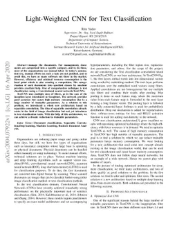 Light-Weighted CNN for Text Classification