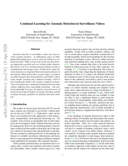 Continual Learning for Anomaly Detection in Surveillance Videos