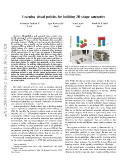 Learning visual policies for building 3D shape categories