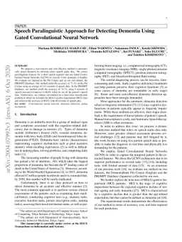Speech Paralinguistic Approach for Detecting Dementia Using Gated
  Convolutional Neural Network
