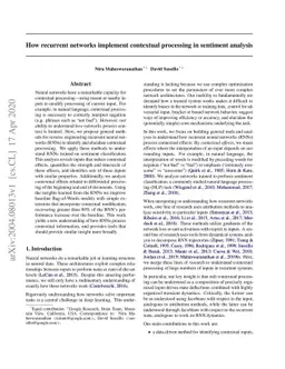 How recurrent networks implement contextual processing in sentiment
  analysis
