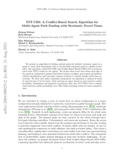 STT-CBS: A Conflict-Based Search Algorithm for Multi-Agent Path Finding
  with Stochastic Travel Times