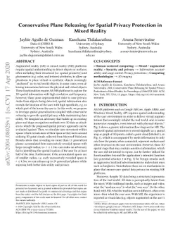 Conservative Plane Releasing for Spatial Privacy Protection in Mixed
  Reality