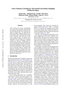 Active Sentence Learning by Adversarial Uncertainty Sampling in Discrete
  Space