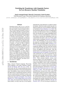 Enriching the Transformer with Linguistic Factors for Low-Resource
  Machine Translation