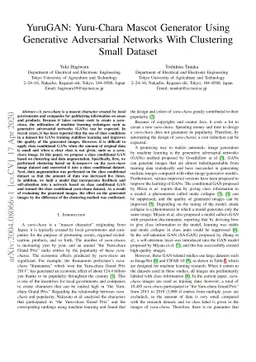 YuruGAN: Yuru-Chara Mascot Generator Using Generative Adversarial
  Networks With Clustering Small Dataset