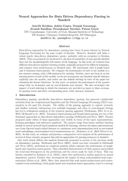 Neural Approaches for Data Driven Dependency Parsing in Sanskrit