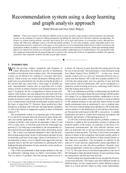Recommendation system using a deep learning and graph analysis approach