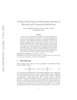 A Mean Field Games model for finite mixtures of Bernoulli and
  Categorical distributions