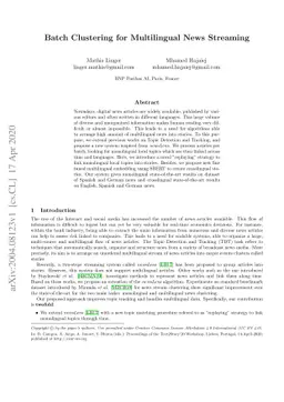 Batch Clustering for Multilingual News Streaming