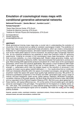 Emulation of cosmological mass maps with conditional generative
  adversarial networks