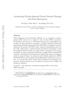 Accelerating Physics-Informed Neural Network Training with Prior
  Dictionaries