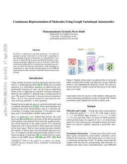Continuous Representation of Molecules Using Graph Variational
  Autoencoder