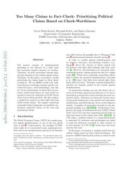 Too Many Claims to Fact-Check: Prioritizing Political Claims Based on
  Check-Worthiness