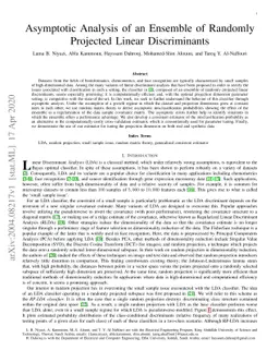 Asymptotic Analysis of an Ensemble of Randomly Projected Linear
  Discriminants