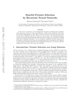 Stateful Premise Selection by Recurrent Neural Networks