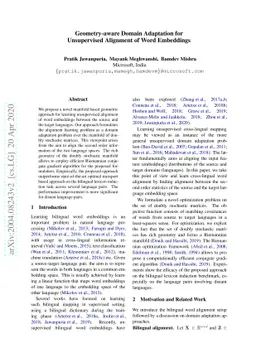 Geometry-aware Domain Adaptation for Unsupervised Alignment of Word
  Embeddings