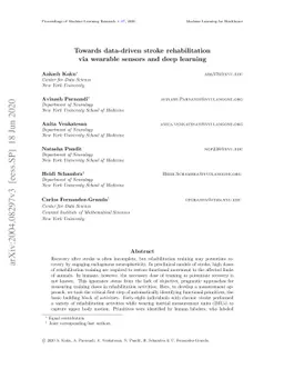 Towards data-driven stroke rehabilitation via wearable sensors and deep
  learning