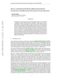Goal-conditioned Batch Reinforcement Learning for Rotation Invariant
  Locomotion