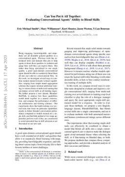 Can You Put it All Together: Evaluating Conversational Agents' Ability
  to Blend Skills