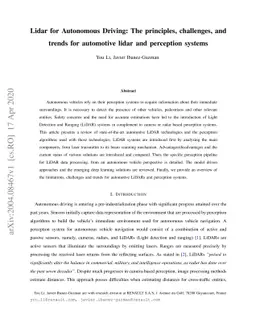 Lidar for Autonomous Driving: The principles, challenges, and trends for
  automotive lidar and perception systems