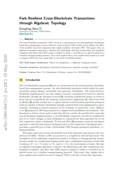 Fork-Resilient Cross-Blockchain Transactions through Algebraic Topology