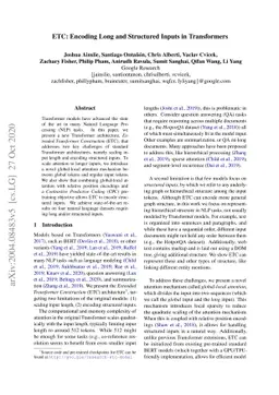 ETC: Encoding Long and Structured Inputs in Transformers