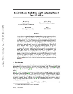 Realistic Large-Scale Fine-Depth Dehazing Dataset from 3D Videos