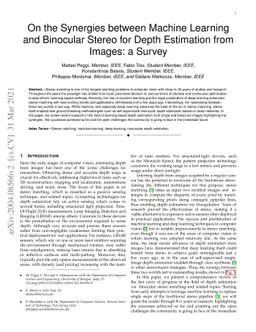 On the Synergies between Machine Learning and Binocular Stereo for Depth
  Estimation from Images: a Survey