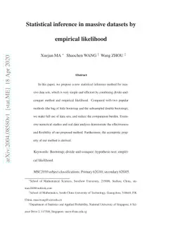 Statistical inference in massive datasets by empirical likelihood