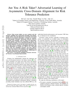 Are You A Risk Taker? Adversarial Learning of Asymmetric Cross-Domain
  Alignment for Risk Tolerance Prediction