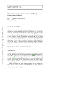 Underwater image enhancement with Image Colorfulness Measure