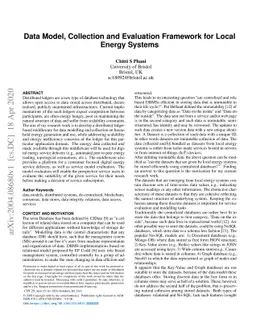 Data Model, Collection and Evaluation Framework for Local Energy Systems